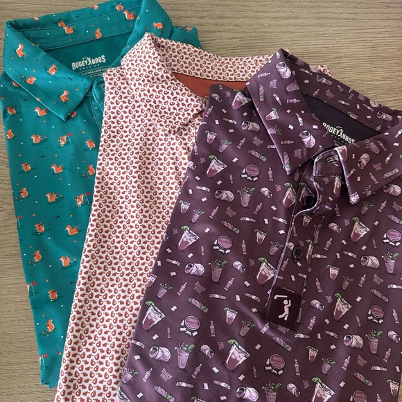 Brand New Bogie Bros Men’s Golf Popo Shirts - bundle of 3 size Medium - Picture 1 of 4